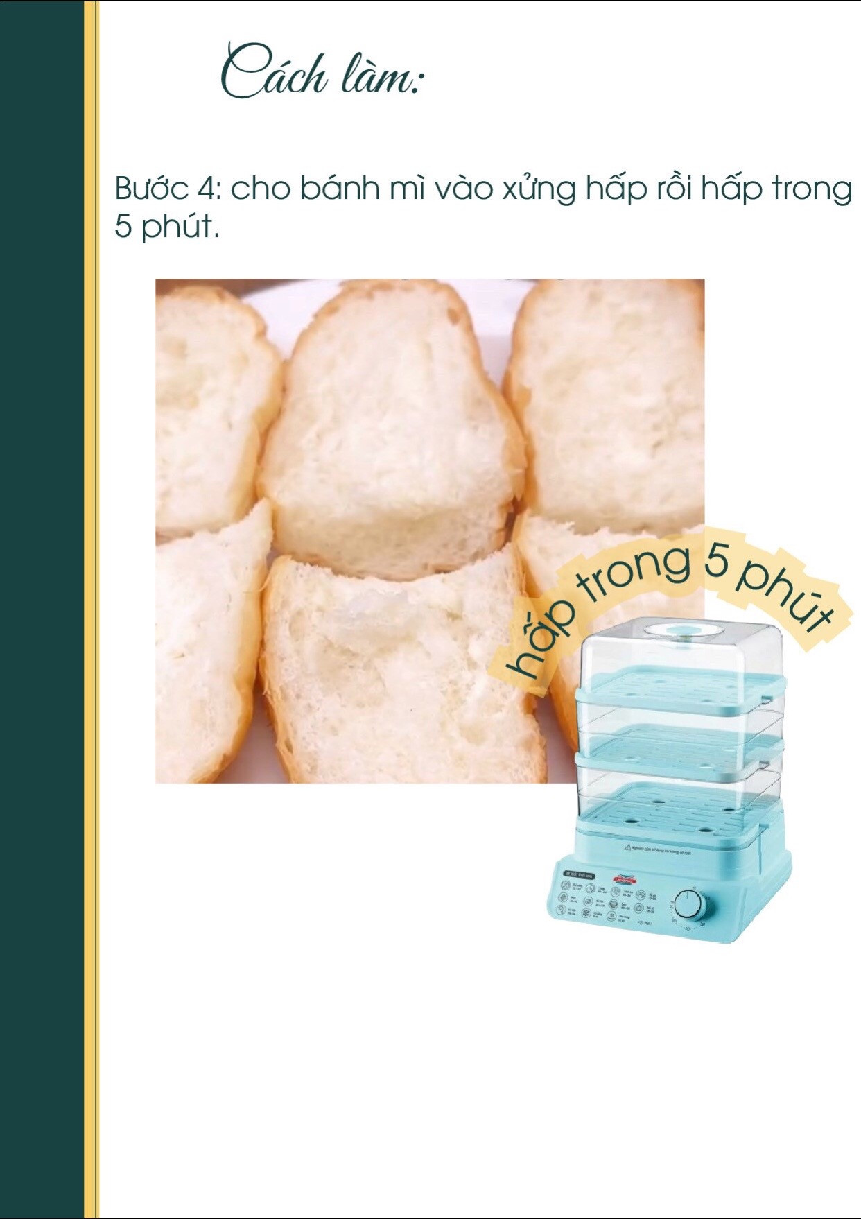 công thứ nấu ăn chay, món bánh mì hấp chay.