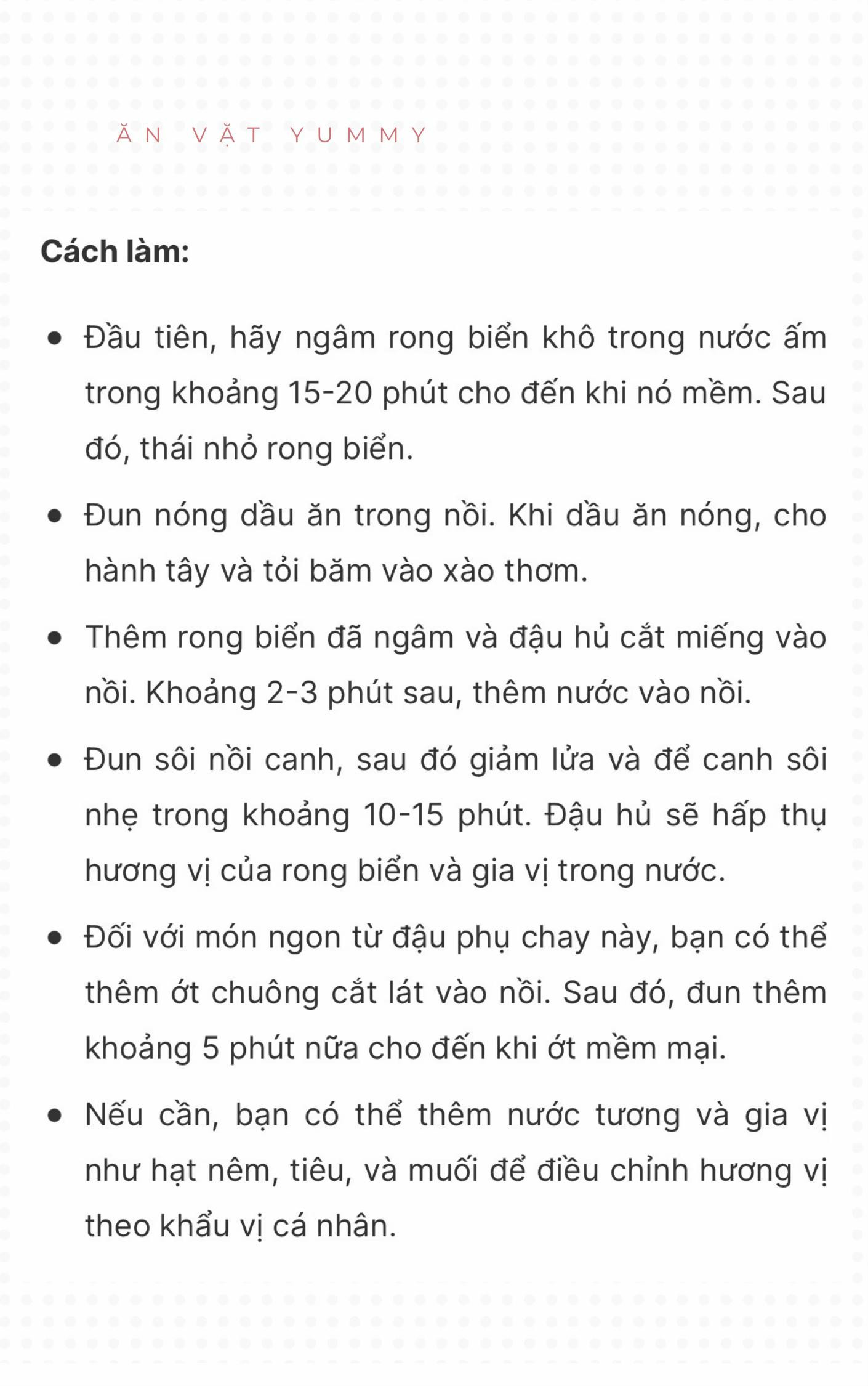 Công thức 15 món từ đậu dễ làm, cực kì thơm ngon: đậu hũ chiên sả ớt, canh rong biển đậu hũ, đậu hũ kho tiêu, đậu hũ kho trứng cút, đậu hũ kho nước tương, đậu hũ sốt chua ngọt, đậu phụ cuốn lá lốt,