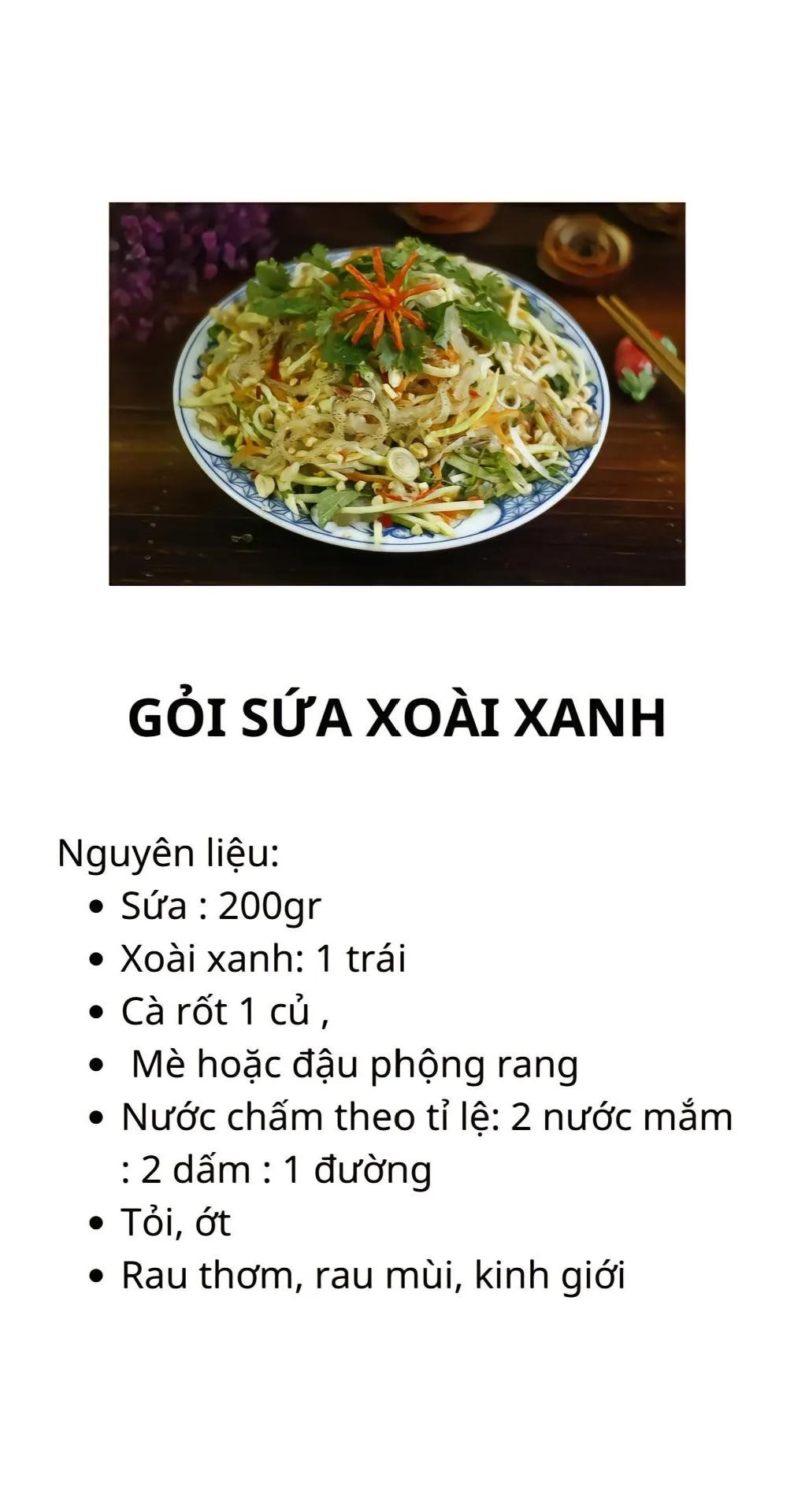 công thức 5 món nộm gỏi đơn giản dễ làm: chân gà ngâm sả tắc, gỏi rau muốn thịt bò, gỏi sứa xoài xanh, gỏi đu đủ tôm thịt, gỏi tép đồng,