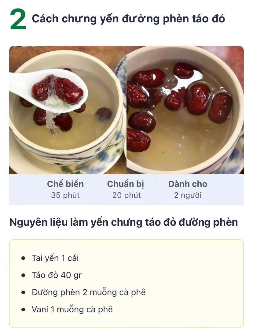 Công thức canh chưng tổ yến đường phèn, cách làm yến chưng táo đỏ đường phèn, Cách chưng yến đường phen hạt sen,