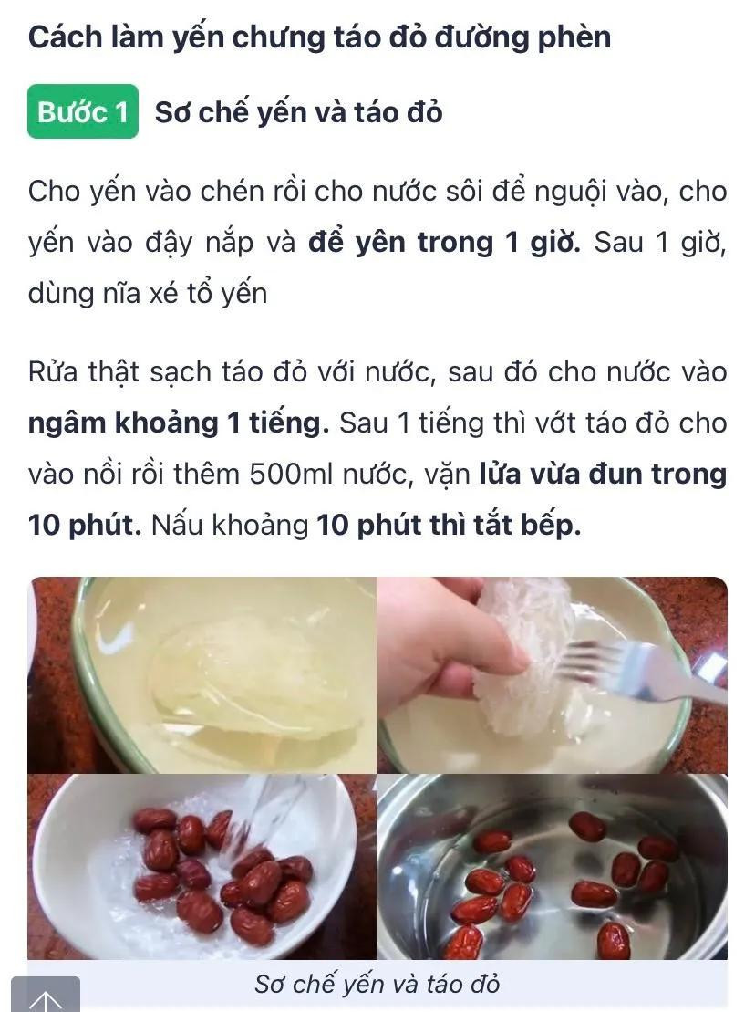 Công thức canh chưng tổ yến đường phèn, cách làm yến chưng táo đỏ đường phèn, Cách chưng yến đường phen hạt sen,