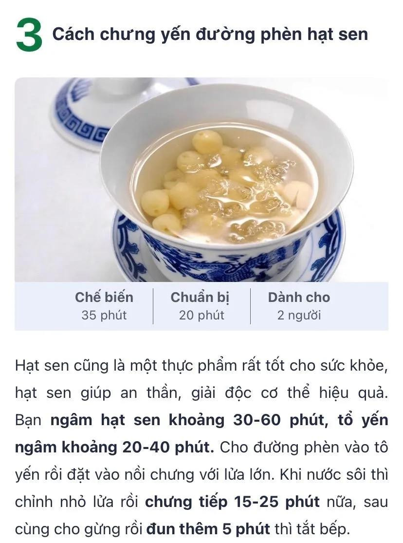 Công thức canh chưng tổ yến đường phèn, cách làm yến chưng táo đỏ đường phèn, Cách chưng yến đường phen hạt sen,