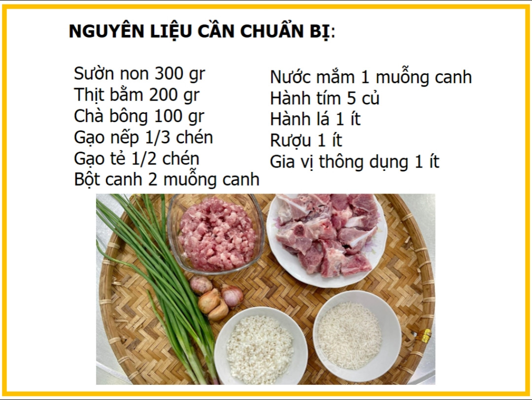 Công thức cháo sườn thịt băm.