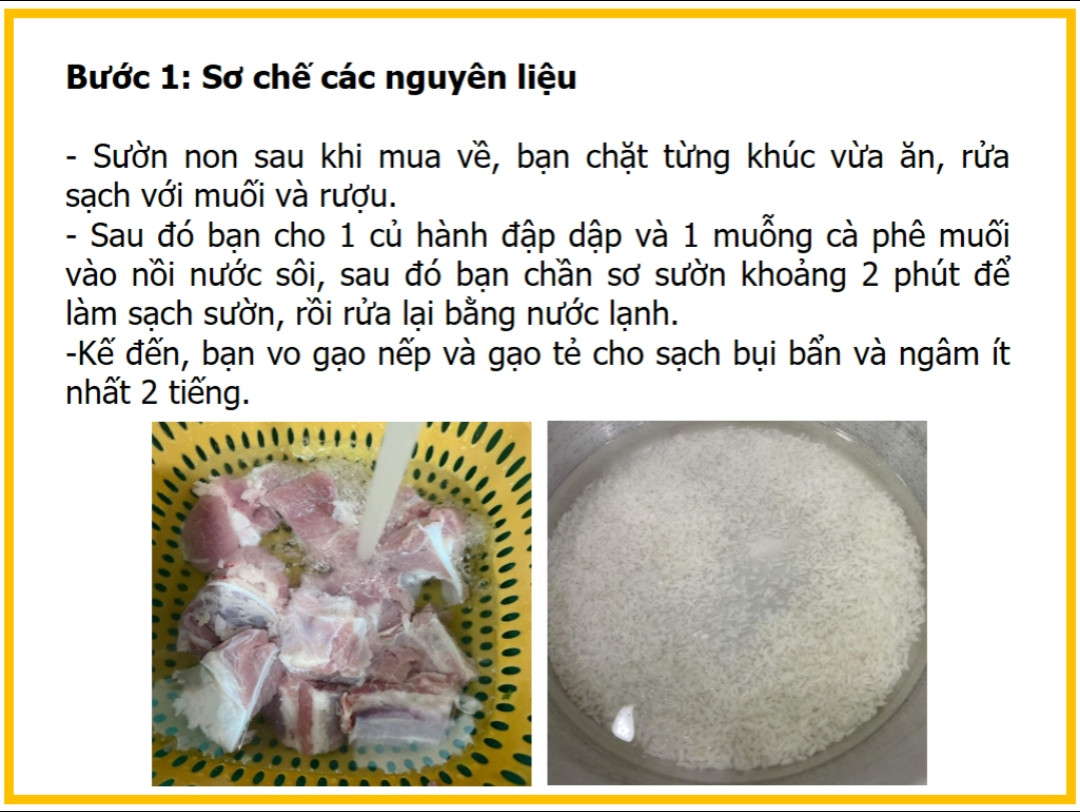 Công thức cháo sườn thịt băm.