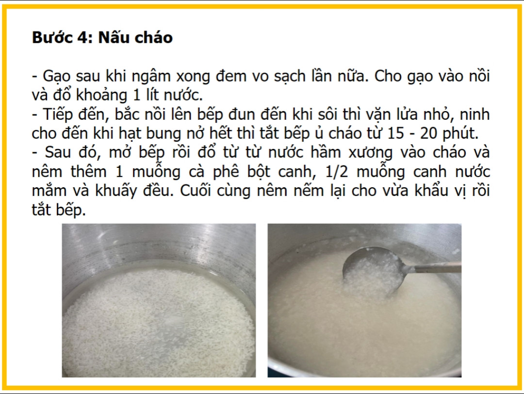 Công thức cháo sườn thịt băm.