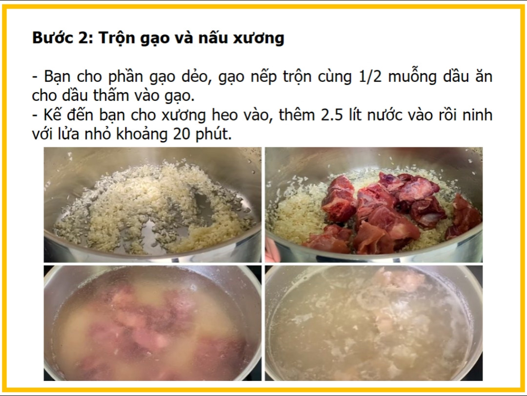 Công thức cháo tiêu vị người hoa