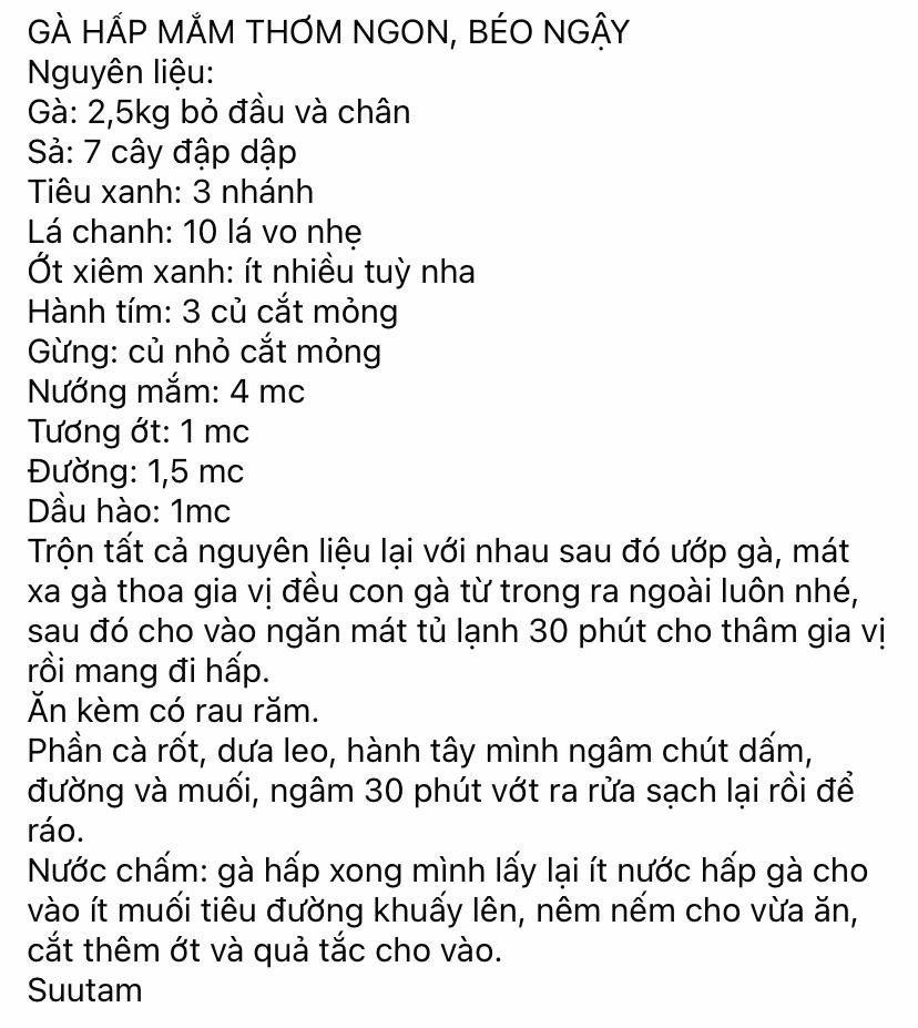 Công thức gà hấp mắm thơm ngon béo ngậy.