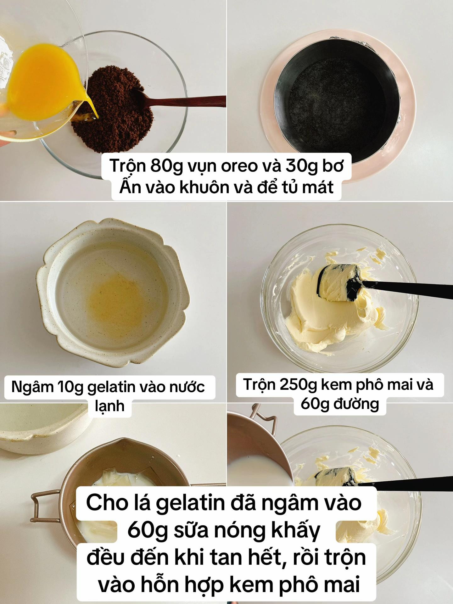 công thức làm bánh cheese cake dâu oreo