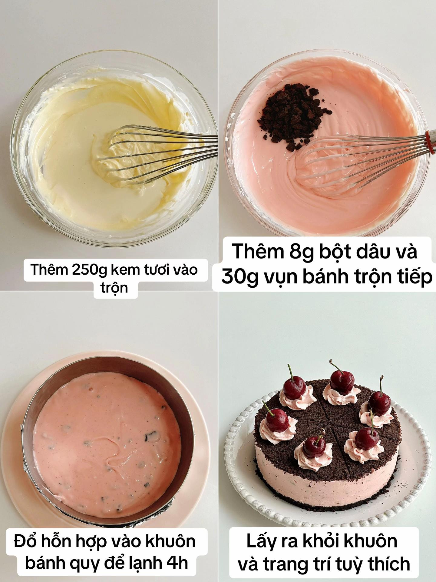 công thức làm bánh cheese cake dâu oreo