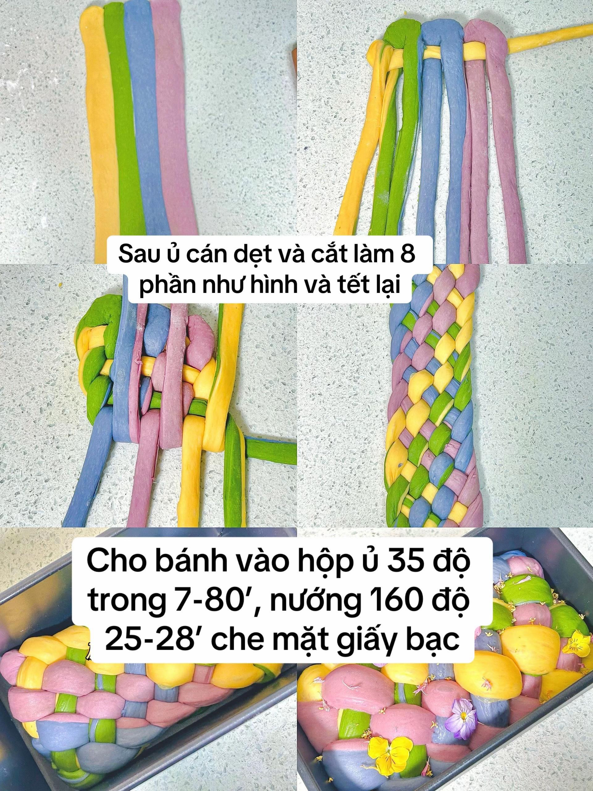 công thức làm bánh gối cầu vồng.