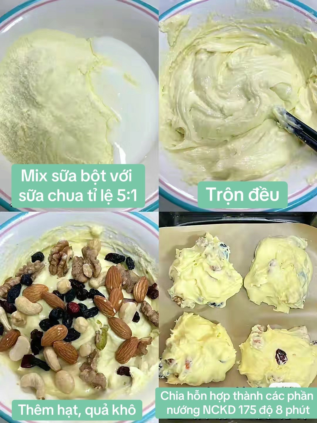 công thức làm bánh sữa mix hạt