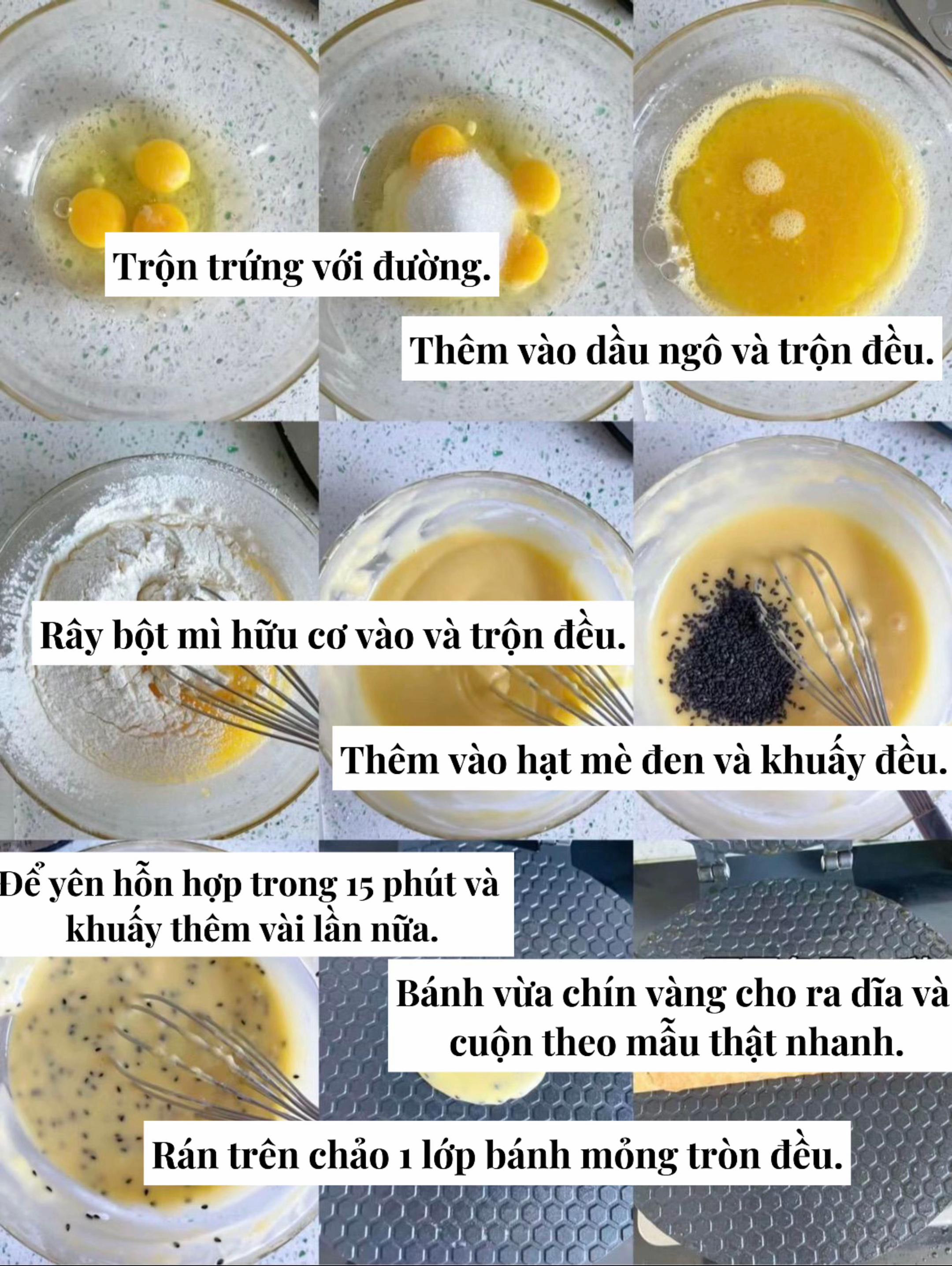 Công thức làm bánh trứng cuộn giòn tan.