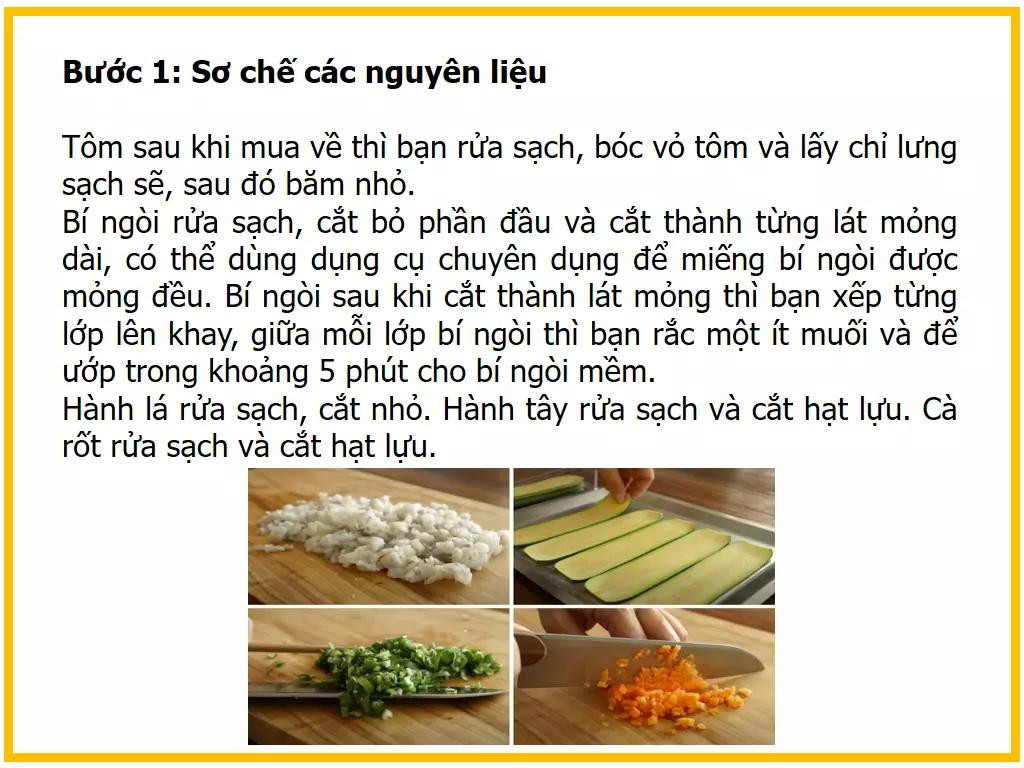 cống thức làm bí ngòi cuộn tôm