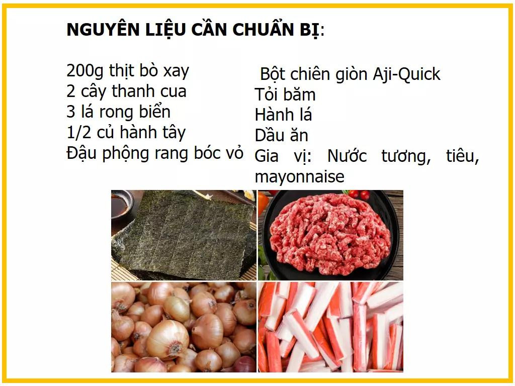 Công thức làm bò cuộn rong biển