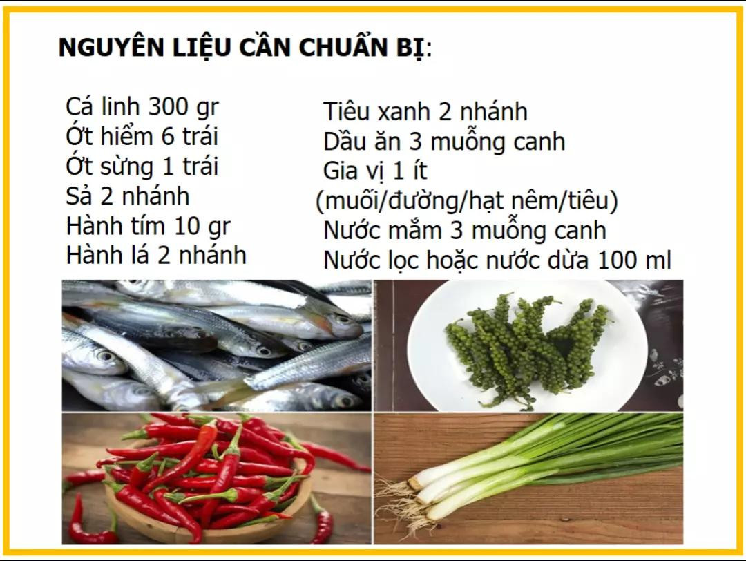 công thức làm cá linh kho tiêu