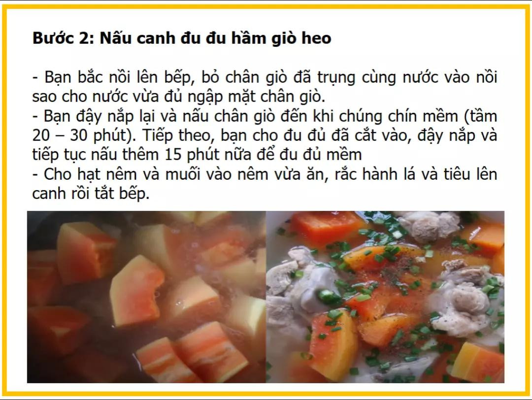 Công thức làm canh đu đủ hầm giò heo