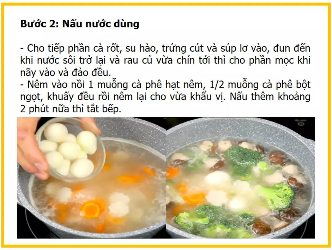 Công thức làm canh mọc ngũ sắc