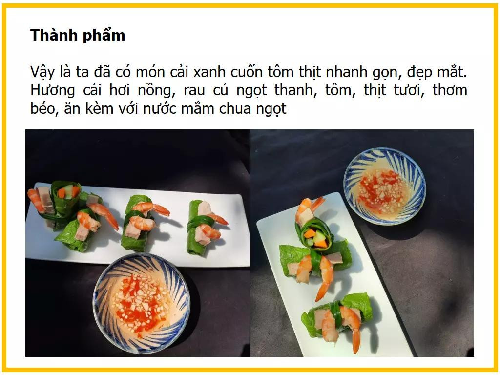 công thức làm cảnh xanh cuộn tôm thịt