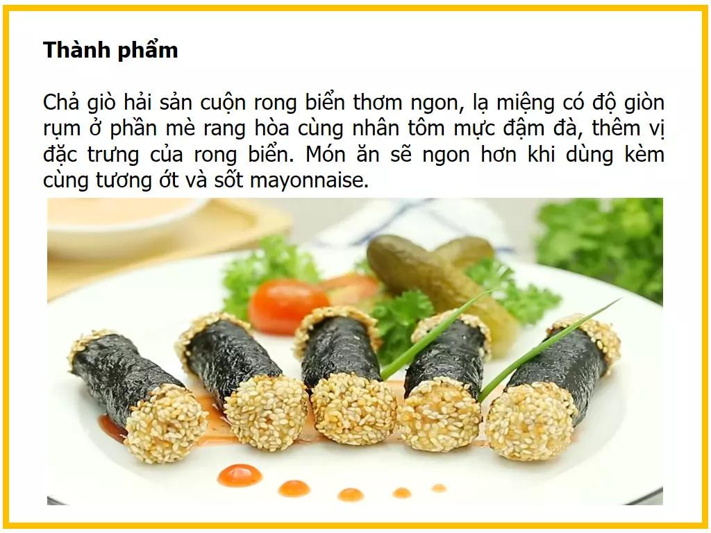 công thức làm chả giò hải sản cuộn rong biển