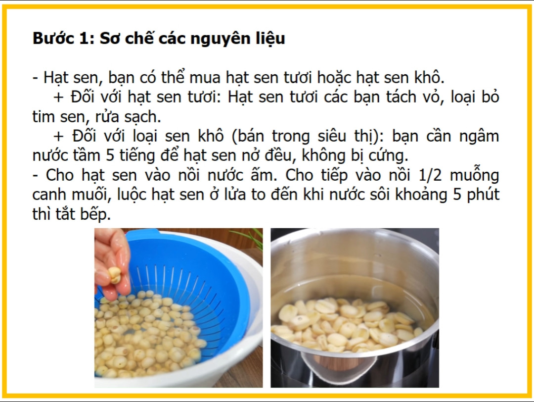 Công thức làm cháo hạt sen thịt bắm và trứng.