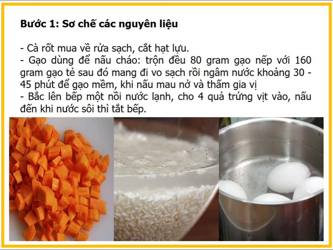 Công thức làm cháo hạt sen thịt bắm và trứng.