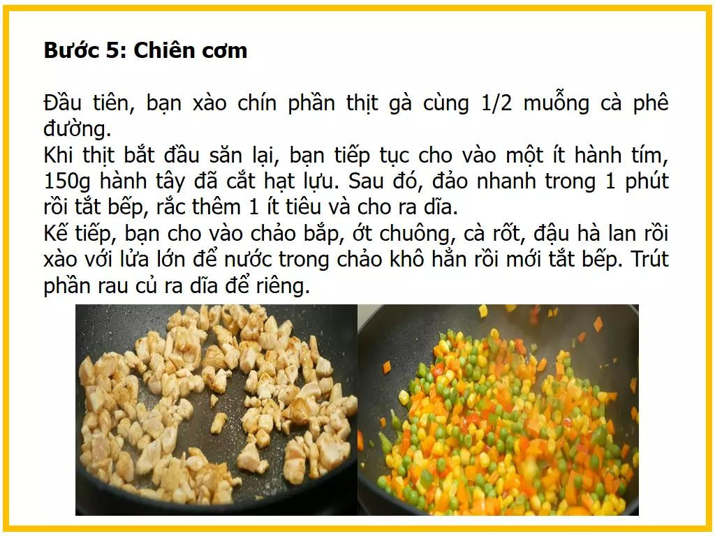 Công thức làm cơm chiên gà xé thập cẩm