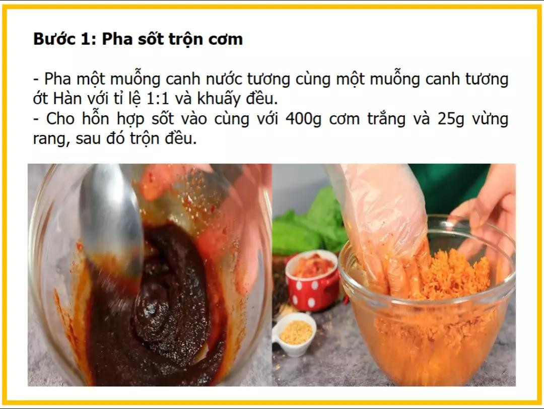 công thức làm cơm cuộn ba rọi xông khói