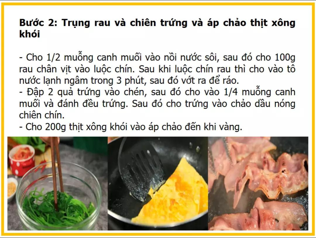 công thức làm cơm cuộn ba rọi xông khói