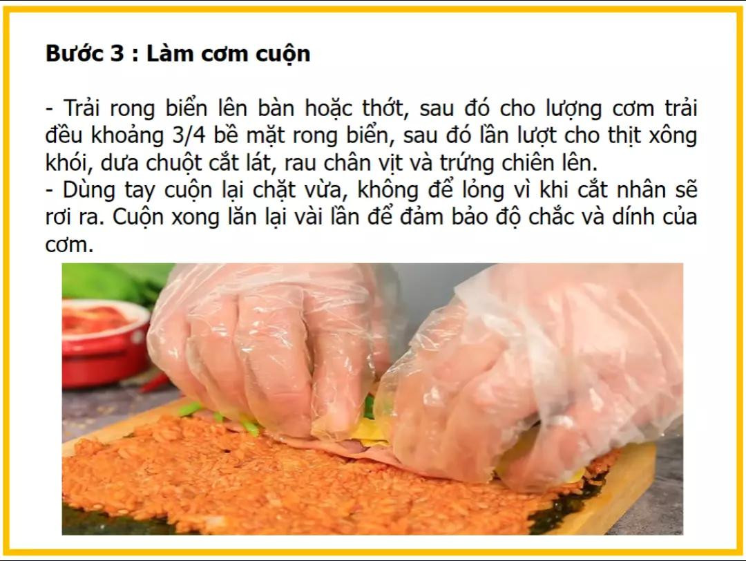 công thức làm cơm cuộn ba rọi xông khói