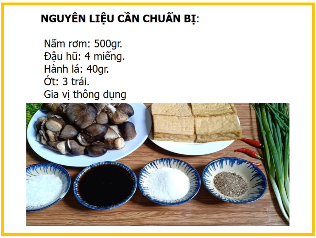 Công thức làm đậu hũ kho nấm rơm