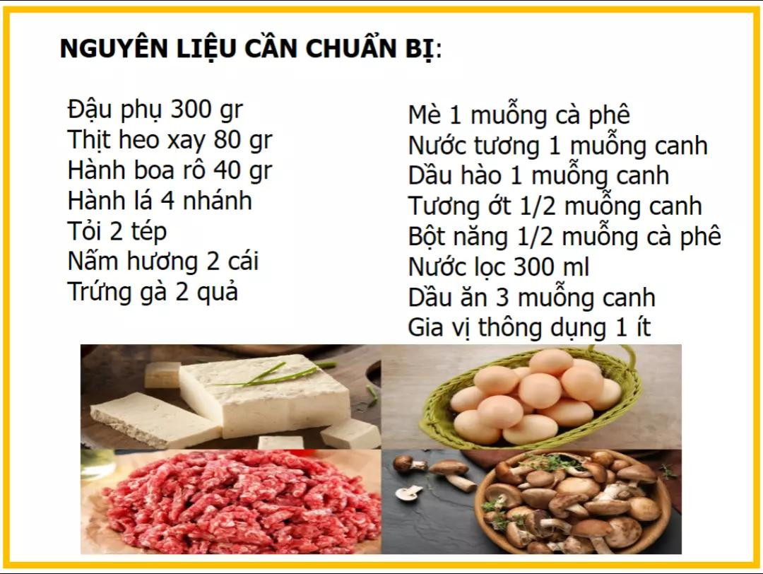 Công thức làm đậu phụ xào thịt trứng