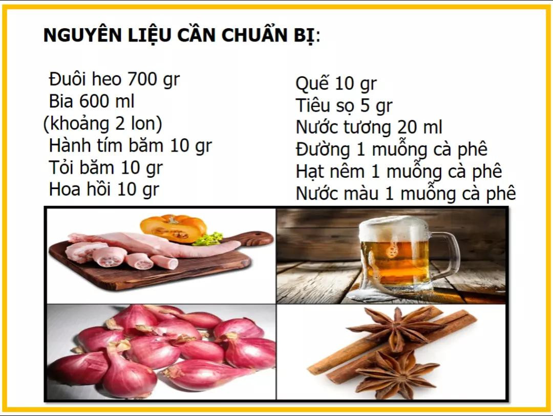 công thức làm đuôi heo hầm bia