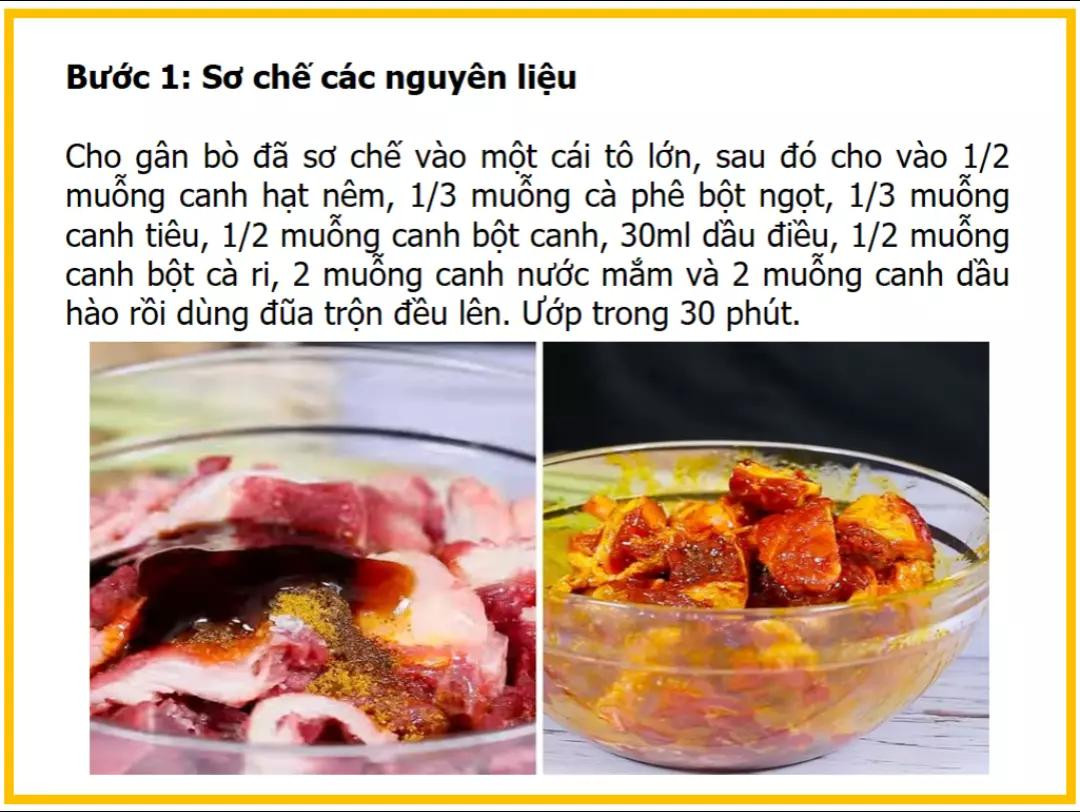 Công thức làm gân bò hầm cà ri