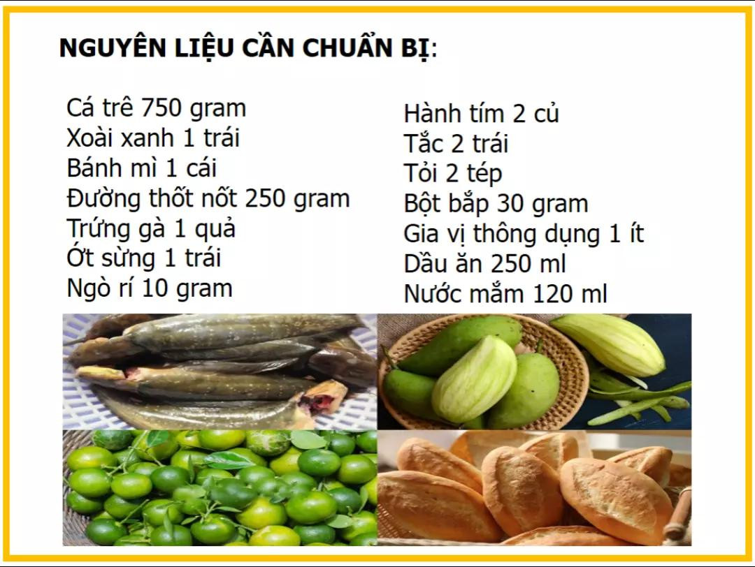 công thức làm gỏi xoài chả cá trê tắm mắm thái