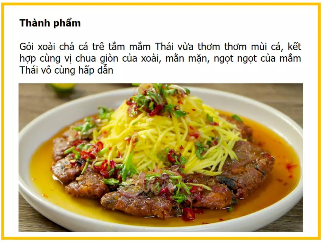 công thức làm gỏi xoài chả cá trê tắm mắm thái