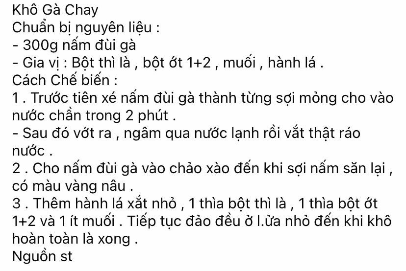 công thức làm món khô gà chay