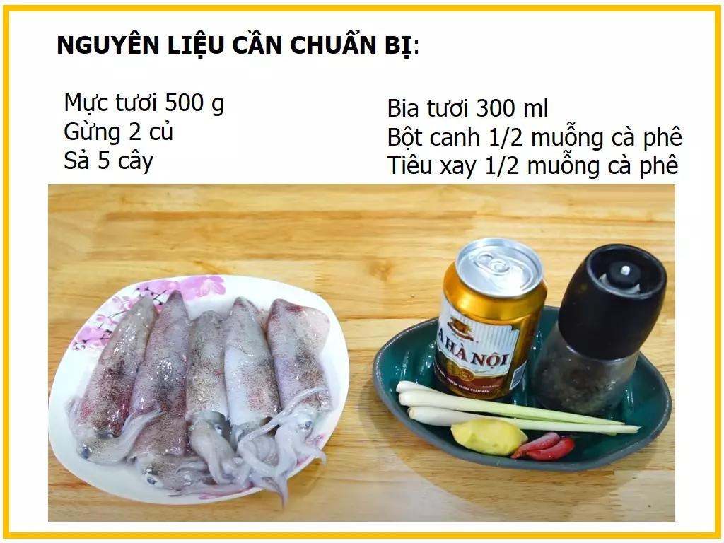 Công thức làm mực hấp bia.