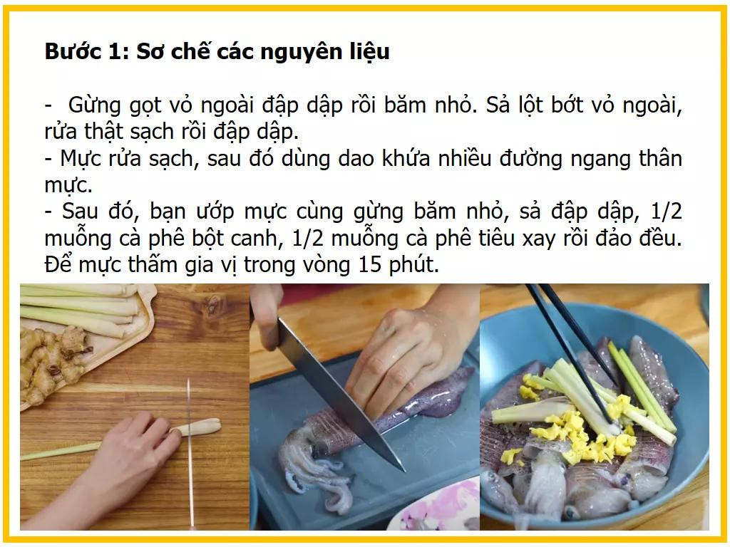 Công thức làm mực hấp bia.