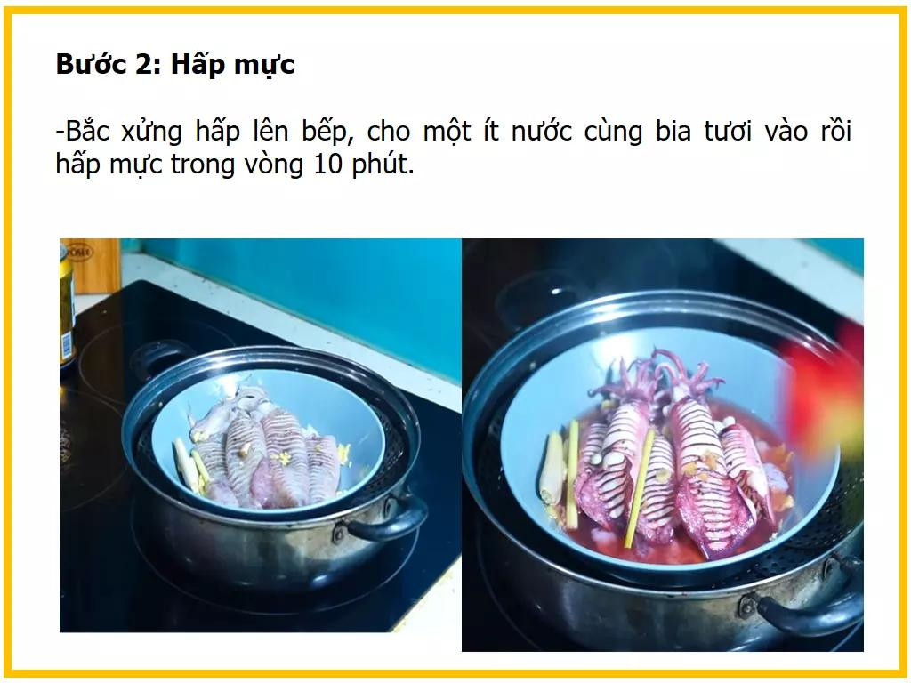 Công thức làm mực hấp bia.