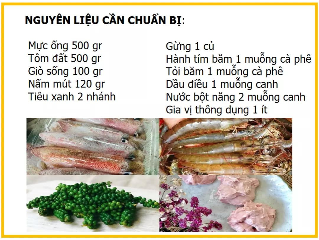 Công thức làm mực nhồi tôm sốt tiêu đen