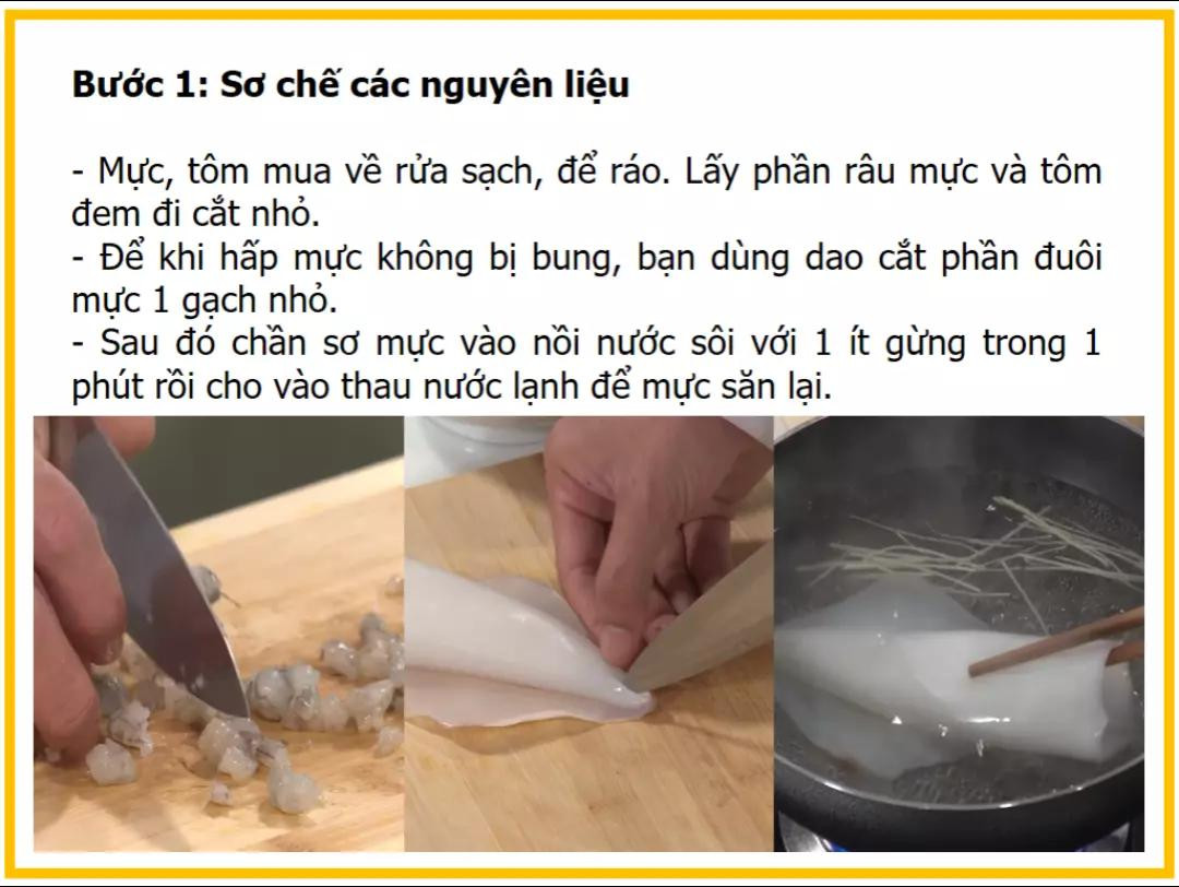 Công thức làm mực nhồi tôm sốt tiêu đen