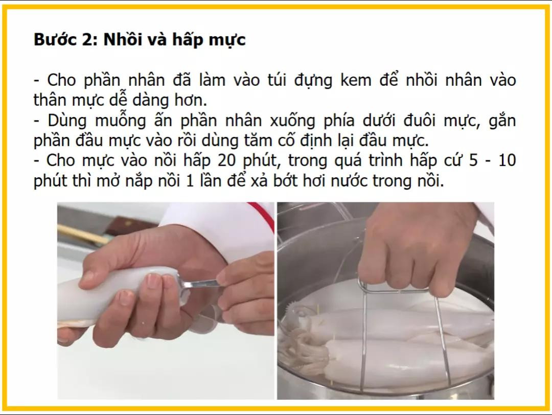 Công thức làm mực nhồi tôm sốt tiêu đen