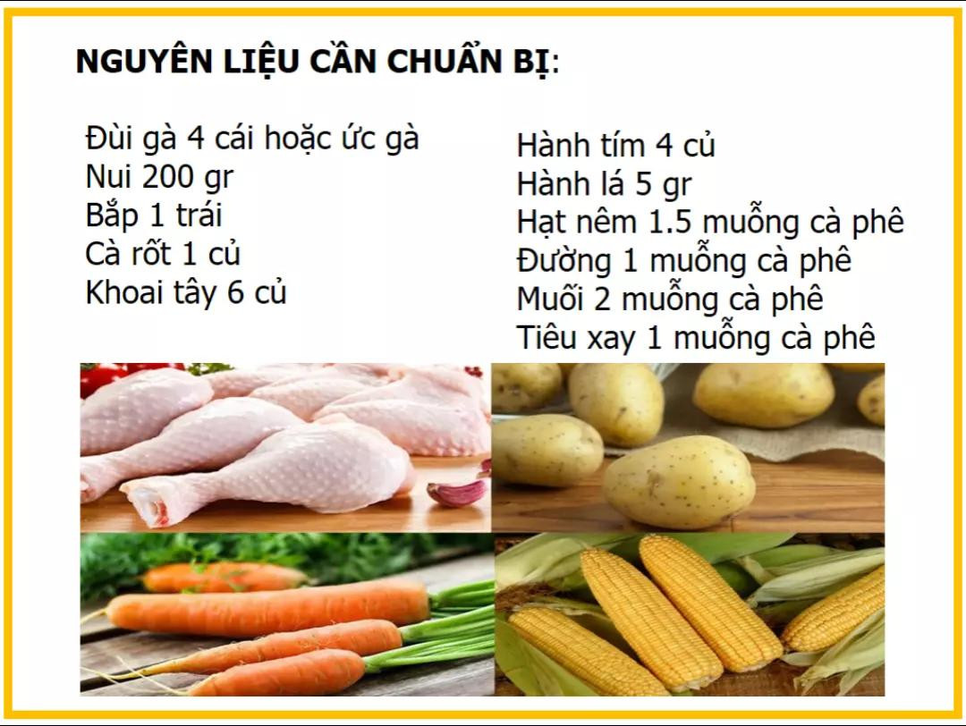 Công thức làm nui gà xé rau củ