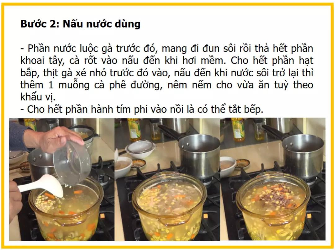 Công thức làm nui gà xé rau củ