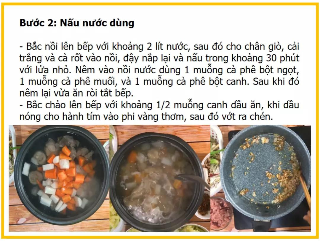 Công thức làm nui giò heo thịt băm.