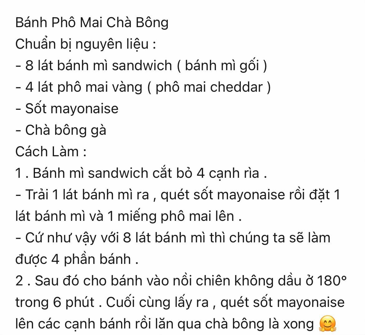 Công thức làm phô mai chà bông.