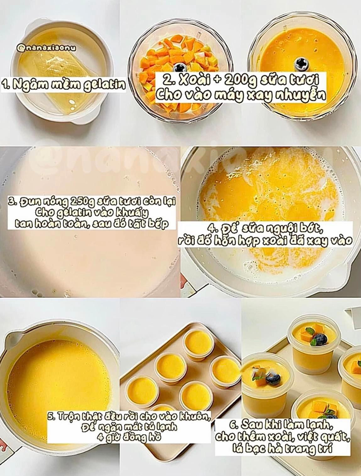 công thức làm pudding xoài