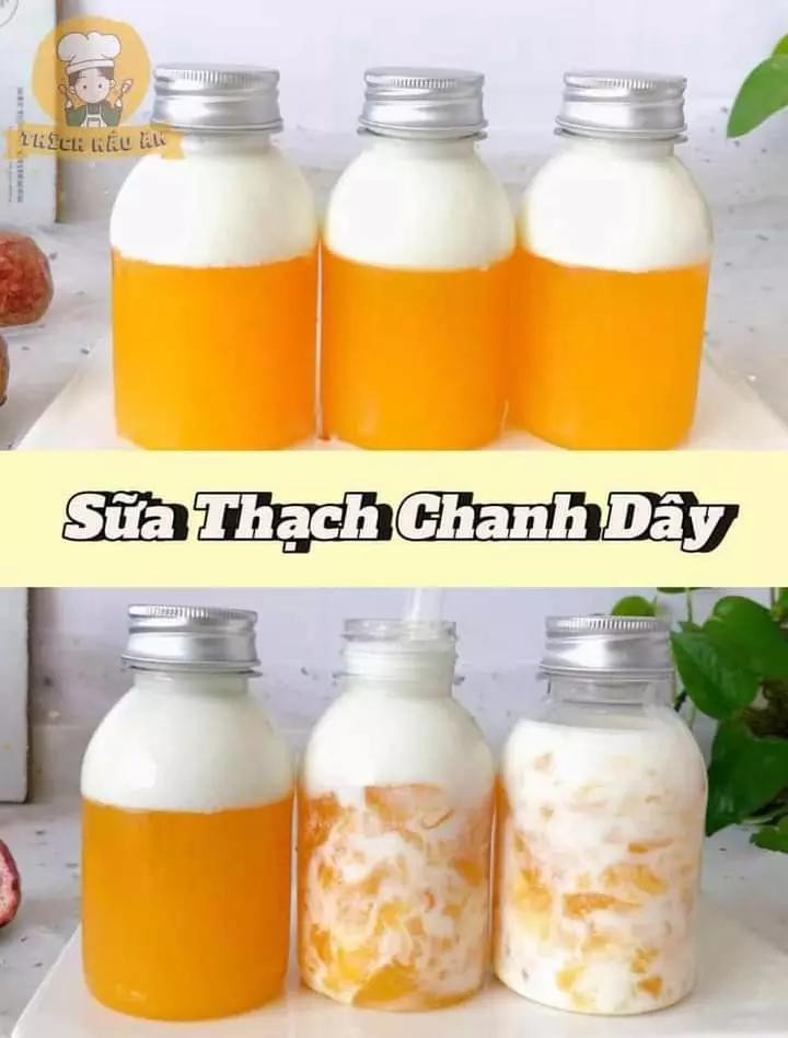 công thức làm sữa thạch đào, sữa thạch chanh dây, sữa thạch dứa, sữa thạch nho, sữa thạch trà chanh.