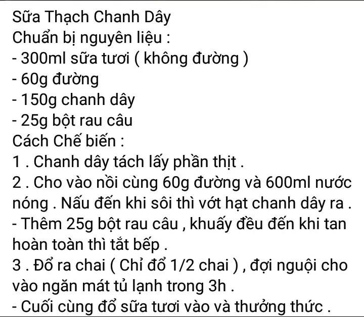 công thức làm sữa thạch đào, sữa thạch chanh dây, sữa thạch dứa, sữa thạch nho, sữa thạch trà chanh.