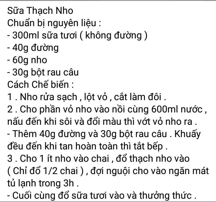 công thức làm sữa thạch đào, sữa thạch chanh dây, sữa thạch dứa, sữa thạch nho, sữa thạch trà chanh.